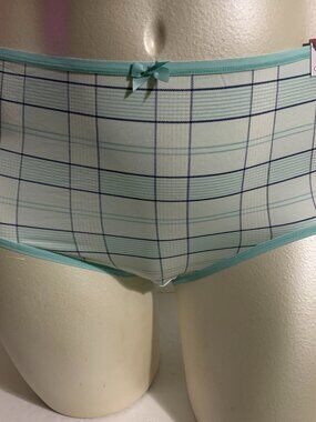 Lane Bryant Cacique No Show Full Brief Panties Underwear Plaid Green Plus 26 28